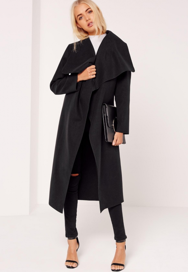 Manteau Oversize Drappé Noir de Missguided